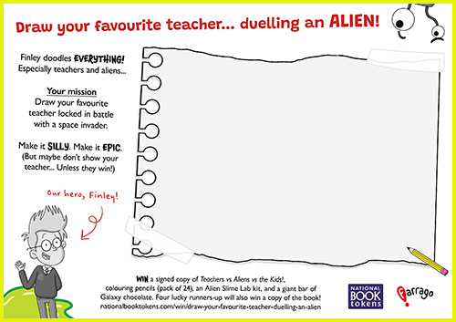 Draw your favourite teacher... duelling an ALIEN!